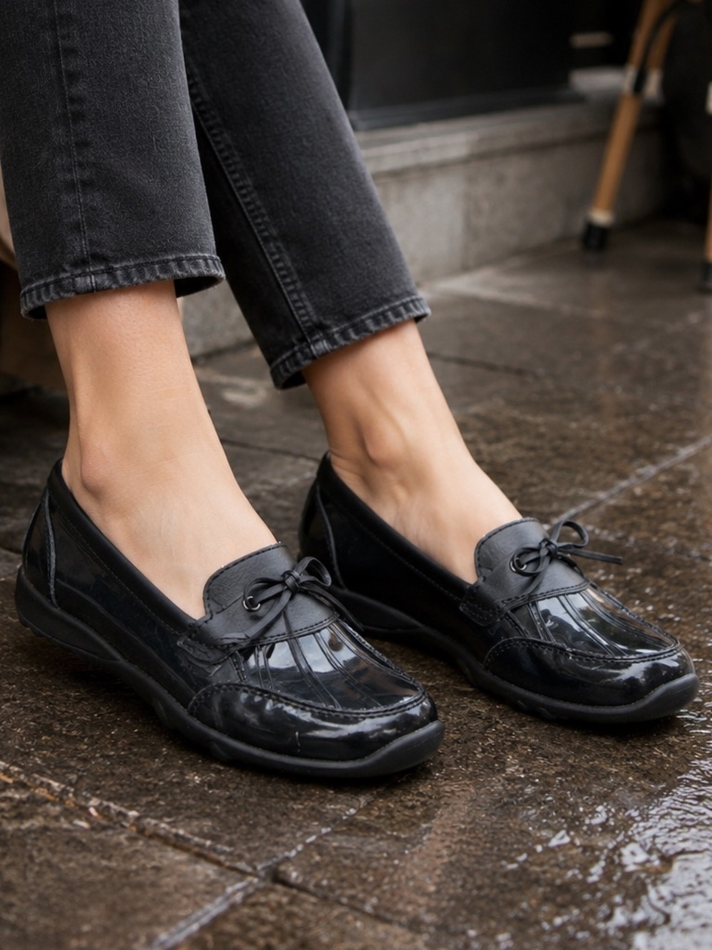 Cougar Storm Shoes Heather Size 7 Black Loafer Rain Boat Shoe